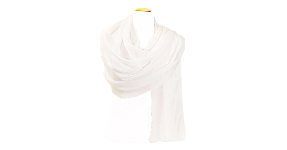 Étole En Mousseline De Soie 3,5 Blanc - 90x180 Cm, Roulottée Main, Idéale Pour Peinture